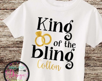Ring Bearer shirt toddler personalized custom shirt wedding party King of the Bling ring bearer tee wedding shirt wedding rings