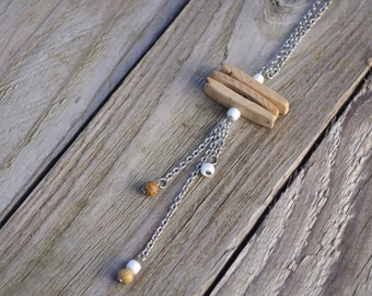 Colorful long necklace/Jasper/coconut wood/wooden / wood/original/idea gift/zen nature jewelry, jewelry/long necklace hand made/chic/for it