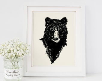 Black bear art | Etsy