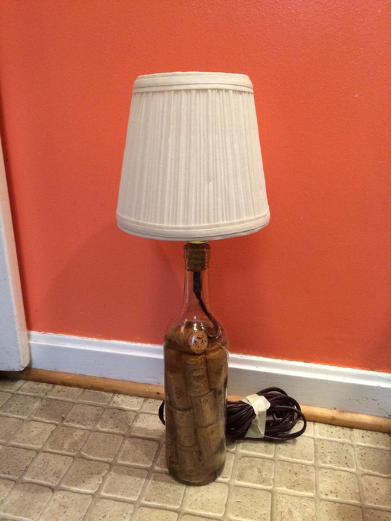 Wine Bottle Lamp with White Shade by uniquelydifferentdc on Etsy