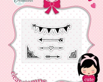 Flags Stamps Corner Stamps Clear Stamps Planner Stamps Photopolymer Stamps rubber stamps planning stamps everyday stamps daily stamps 012