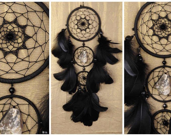 Dreamcatcher black Dream Catcher Large Dreamcatcher Dream сatcher gift idea dreamcatcher boho dreamcatchers wall handmade gift agate druse