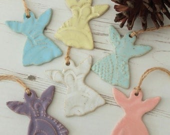 Handmade ceramic angel decoration, angel, pastels, vintage lace, ceramic door hanger, ceramic Christmas decoration, pottery decoration