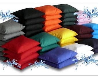 8 all weather canvas cornhole bags - plastic pellet filled - weatherproof - choose two colors from 18 color choices