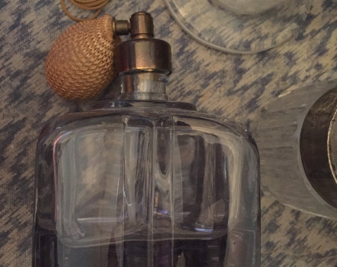 Purple Cut Glass 30's Atomiser - Star Shape Bottle, Cut Glass Bottle, Bath and Beauty, 30's Cut Glass Perfume Bottle, Present for Her,
