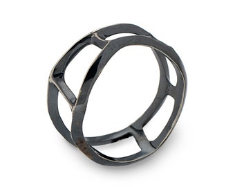 DANDY Oxidized Sterling Silver Mens Ring, Cool Mens Ring, Unique Black Mens Ring, Oxidized Silver Ring, Minimal Mens Ring