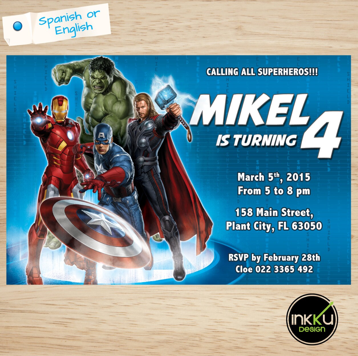Avengers invitation Avengers Birthday Party Printable