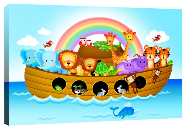 Childrens Noahs Ark Jungle Animal Boat Owl Tiger Monkey