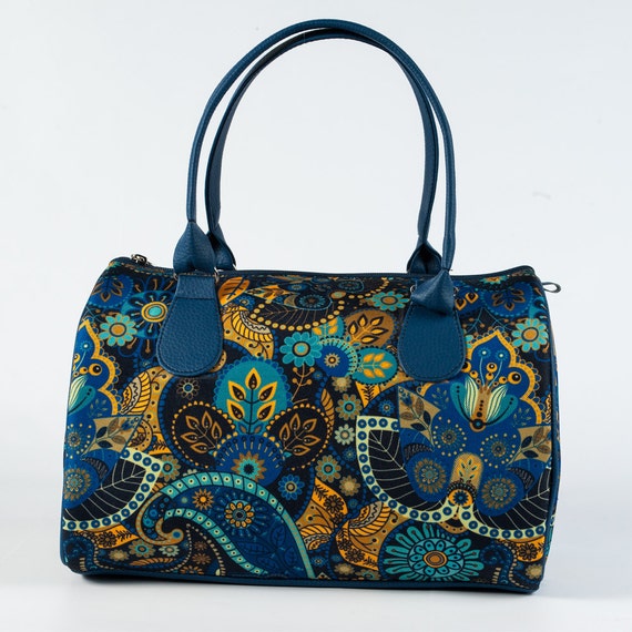 Blue and Yellow Fabric Handbag for Ladies Floral by MyBrightBag