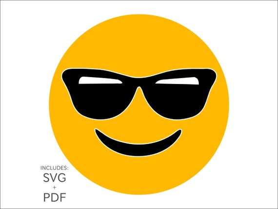 Cuttable Emoji SVG Shades Emoticon Smiley Face w/ Sunglasses