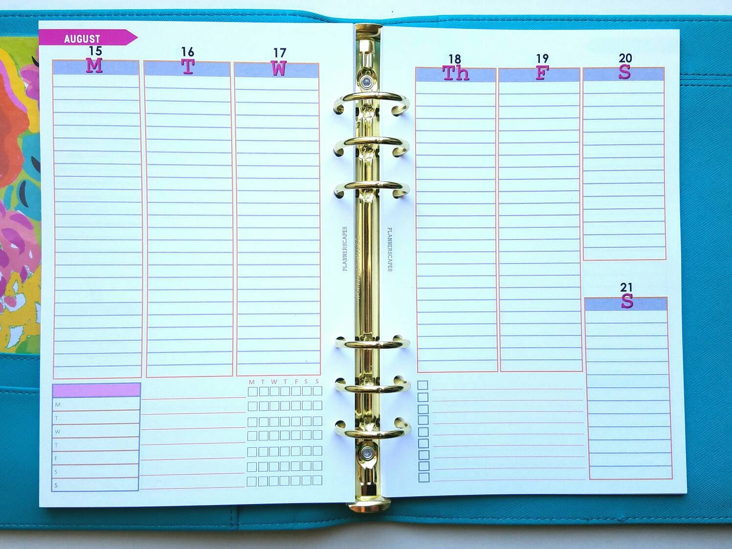 Lined Vertical Weekly Planner Inserts gemtones by Plannerscapes