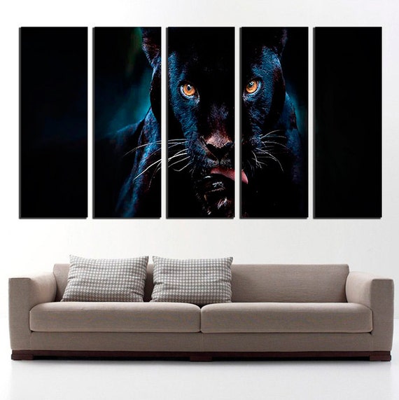 Black Panther 5 Panel Canvas Extra Large Wall by LargeArtCanvas