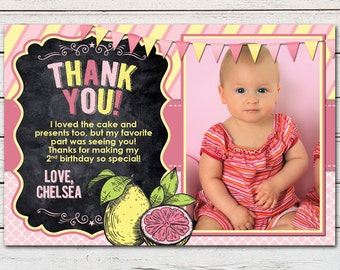 Pink Lemonade Printable 4" x 6" Thank You Card - DIY - PDF & JPG Files only