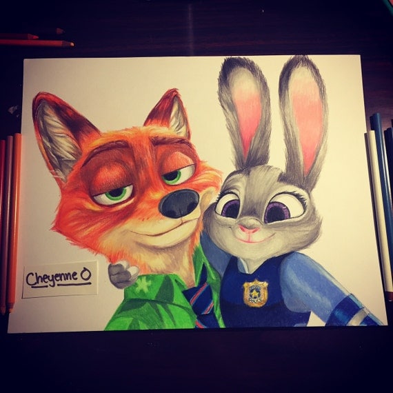 ORIGINAL zootopia colored pencil drawing