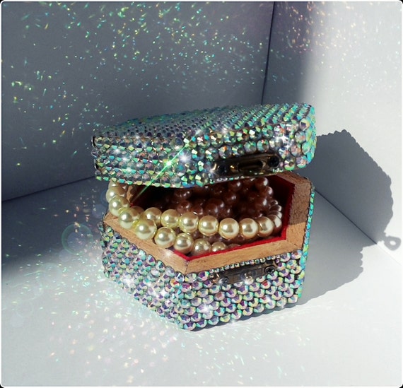 Ring box bling Trinket Box small Jewelry box by RhinestonesDesign