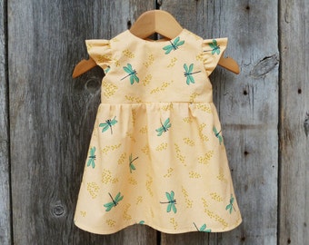 Organic baby dress, Baby birthday dress, Toddler dress, Baby special occasion dress, Organic baby clothes, Baby dragonfly, Baby girl gift