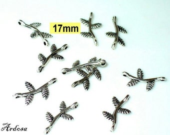 10 connectors branch 17x8mm Silver (K144. 16.1)