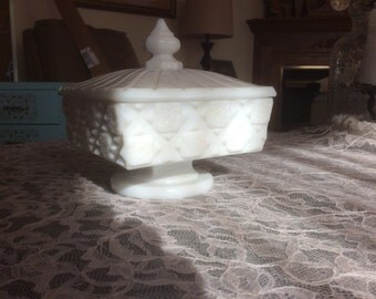 Westmoreland milk glass covered compote/candy dish