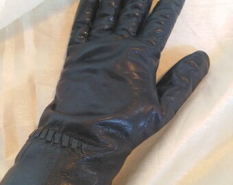 Vintage Leather Gloves, Genuine Leather, Black Leather Gloves, Soft Leather Gloves, Winter Gloves