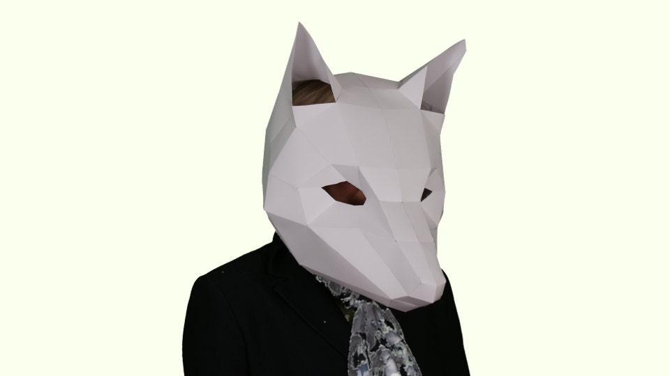 The Fox Low Poly Fox Mask Pattern by PaperHenDesigns on Etsy