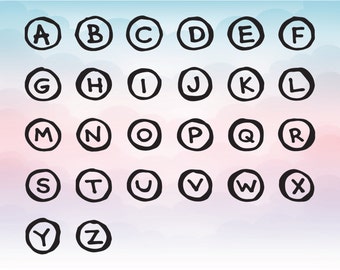 Unique circle shape alphabet font for crafting, Monogram font SVG, Silhouette font, Cricut alphabet, Vector Full Alphabet , Seperate font
