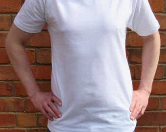 Crew Neck White Plain Men T-shirt