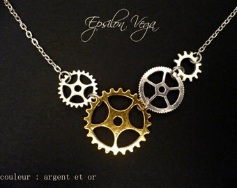 Steampunk gear necklace