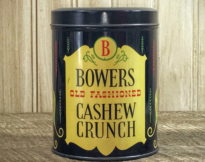 Vintage Tin Canister | Old Fashioned Bowers Cashew Crunch