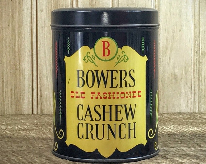 Vintage Tin Canister | Old Fashioned Bowers Cashew Crunch