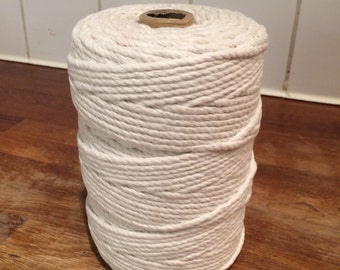 3 mm x 240 m de cordon de coton torsadé / macramé cordon / coton corde - blanc écru ou blanchi naturel