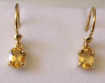Genuine SOLID 9K 9ct YELLOW GOLD November Birthstone Citrine Earrings