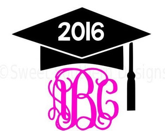 Download Monogram graduation cap tassel 2017 SVG instant download