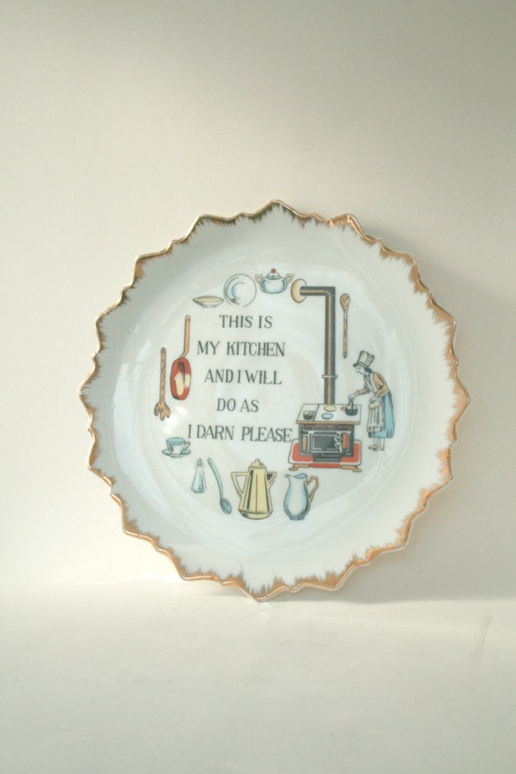 Vintage Set of Kitchen Plates for wall by TarnishedHaloStudio