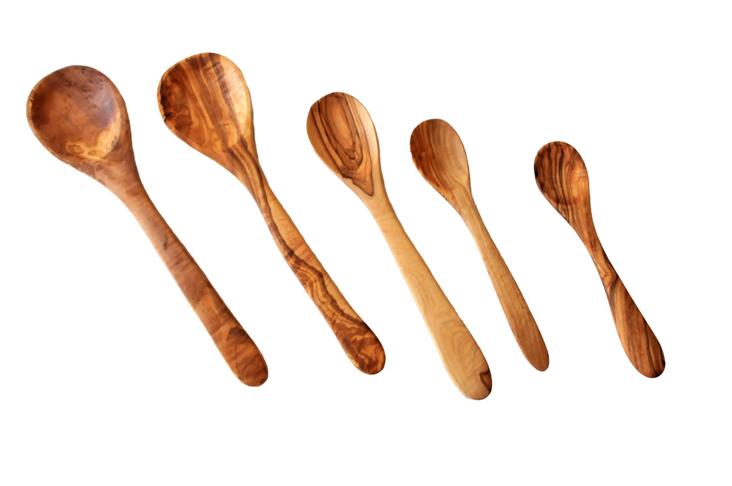 Set of 5 Parisian spoons XL/L/M/S/XS Lot de 5 by GiftOliveWood