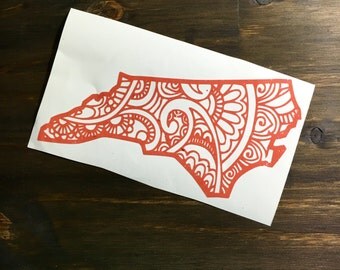 North Carolina Decal - NC Car Decal - North Carolina State Mandala Decal - NC State Mandala Tumbler Sticker - NC State Silhouette Decal