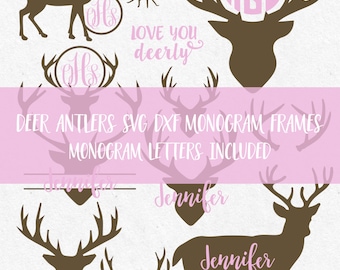Svg Deer Antler Svg Antlers Monogram Svg Monogram Frames Svg hunting svg deer head svg cut files cricut silhouette cutting files svg design