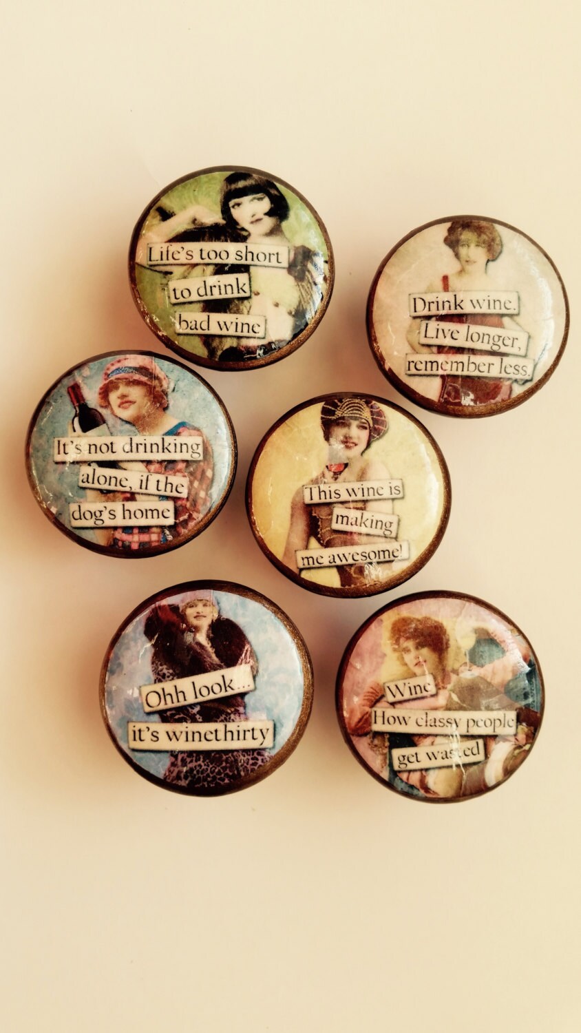 1.5 inch wine funny theme knobs drawer pulls metallic