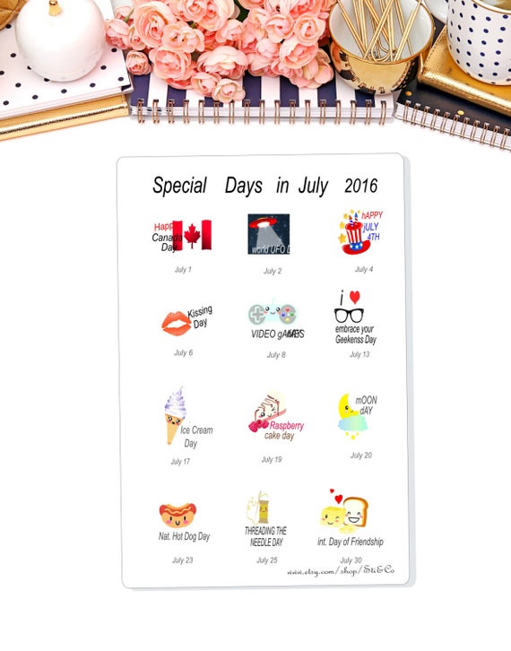 Special Days in July Celebrate Stickers Erin Condren by StiandCo