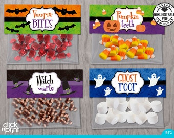 Halloween Print Yourself Bag Toppers, Halloween Decoration, Halloween Printables