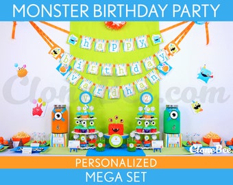Monster Birthday Party Package Collection Set Mega Personalized Printable // Monster - B5Pz2