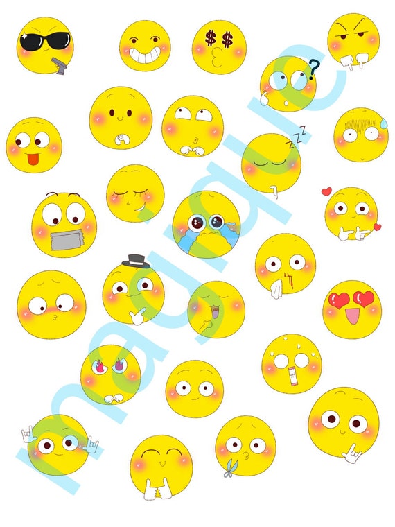 items similar to smiley stickers emoji printable stickers kawaii