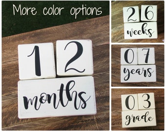 LARGE Baby Age Blocks, Milestone Blocks, Baby Shower Gift, Photo Prop