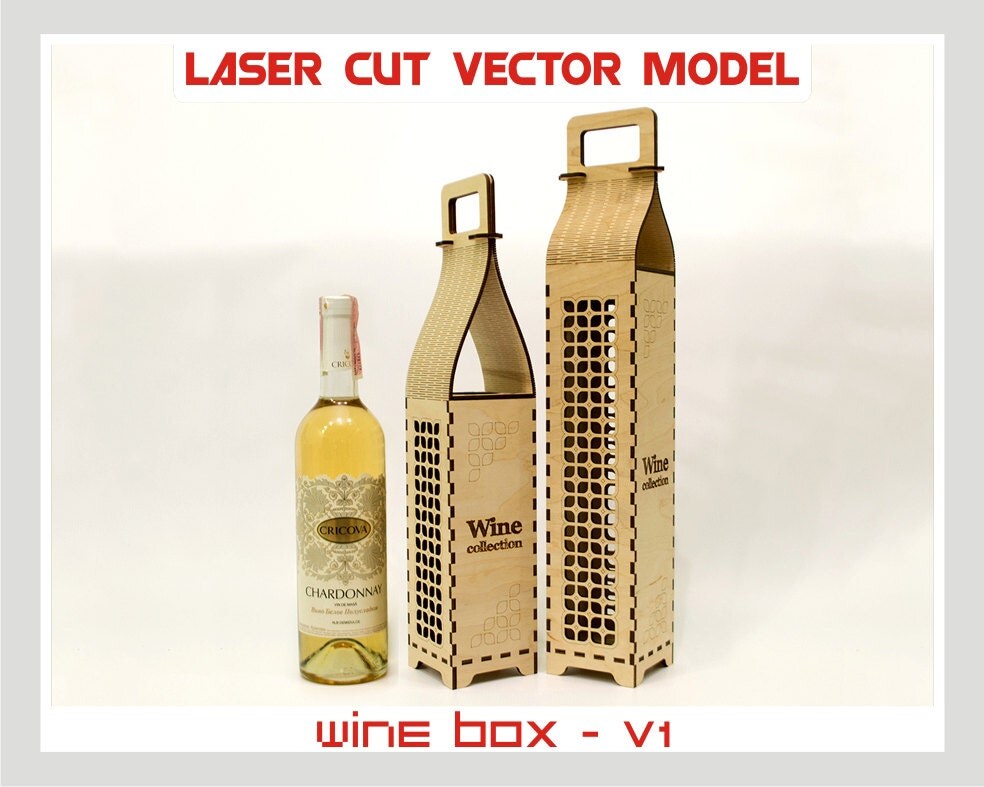 Wine Box Wood Wine Box Plywood Wine Box Laser Cut Vector Model Instant Download Wine Box Laser Cut Wine Box Template