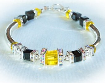 Pittsburgh Steelers Jewelry Crystal Bracelet for the fan that likes bling
