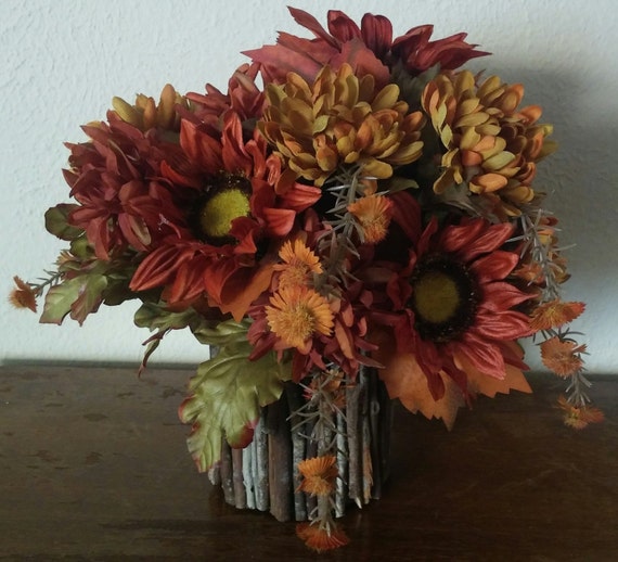 Items similar to Orange and Yellow Silk Floral Arrangement on Etsy