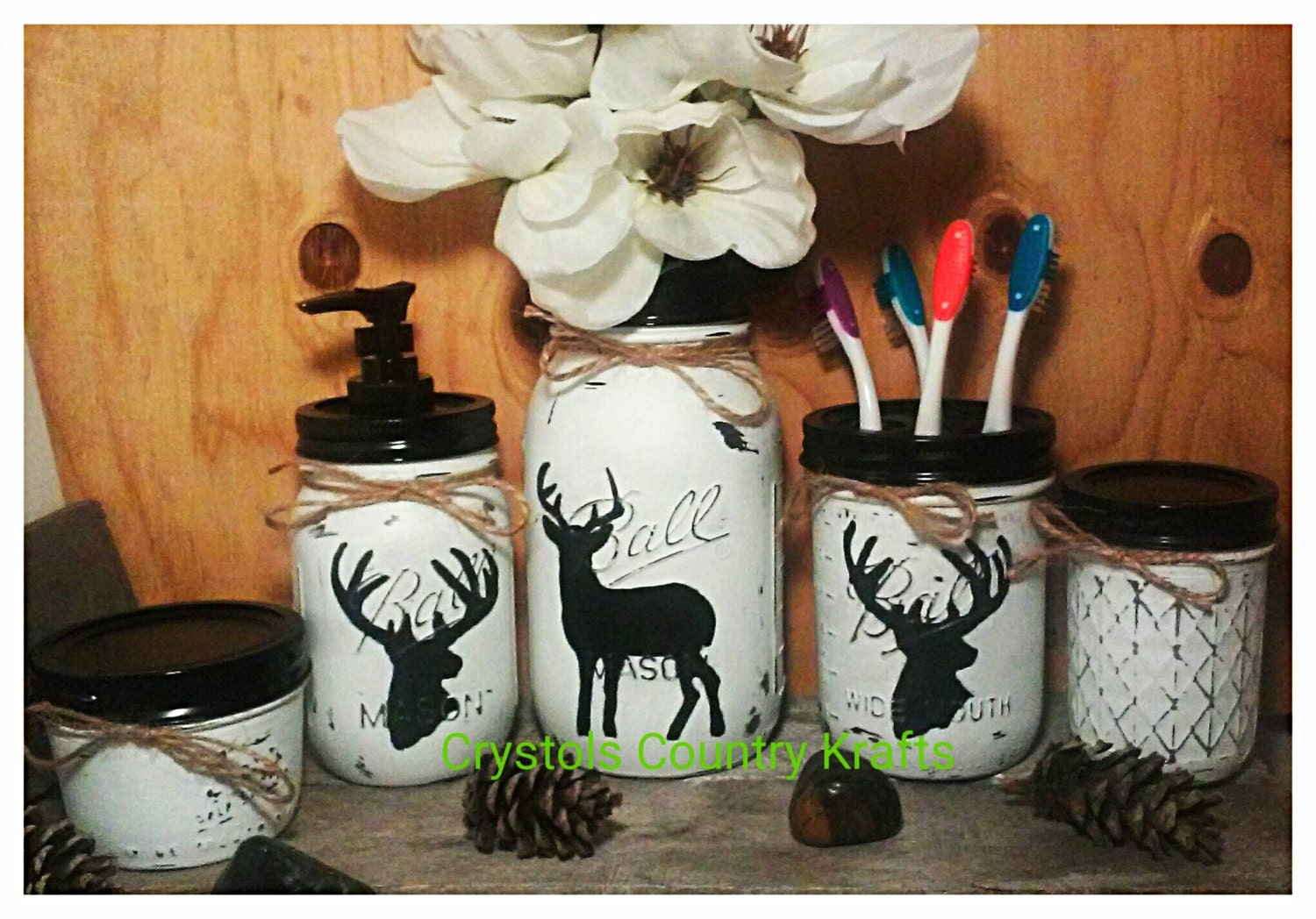 Buck Deer Bathroom Set Black And White By CrystolsCountryKraft   Il Fullxfull.1048464568 Plho 