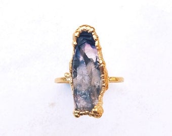 Rough Amethyst Ring, February Birthstone, Stacking Gemstones, Raw Gemstone Ring, 24k Gold Ring, Purple Stone Ring, RINGCRUSH, Boho Rings