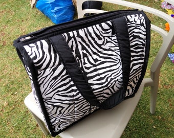 zebra print fluffy bag