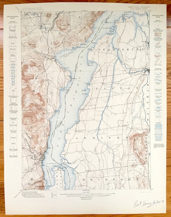 Antique Port Henry New York 1898 US Geological Survey