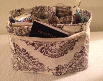 Gray Damask Purse Organizer Insert / 29" Long